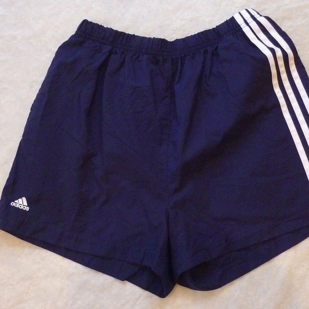 Mens Adidas Running Shorts 3 Stripe Navy M